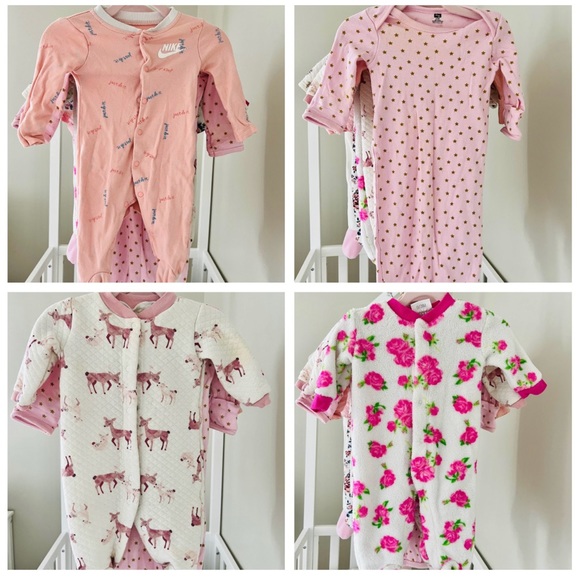 Baby Girl Clothes Lot Newborn 0 - 6 Months Pajama Bodysuit Onesies Footsies - Picture 15 of 16